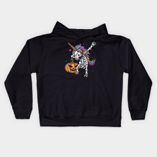 Unicorn Zombie Skeleton Dabbing Pumpkin: Spooktacular Halloween Kids Hoodie